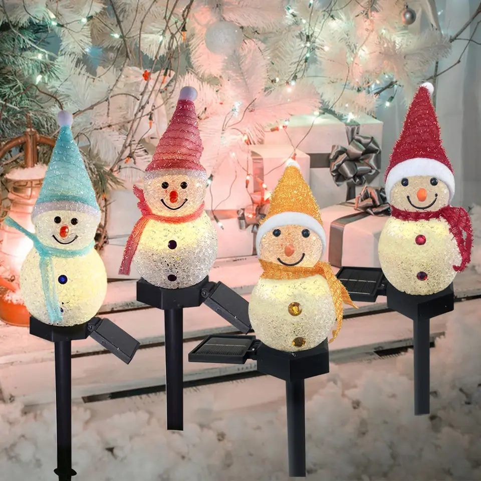 Holiday Solar Snowman Garden Lights for Christmas