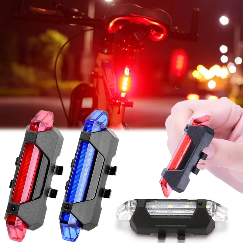 AliExpress USB Rechargeable LED Bicycle Tail Light Mountain Bike Safety Driving Warning Front Rear Flashing Lights Night Riding Accessories