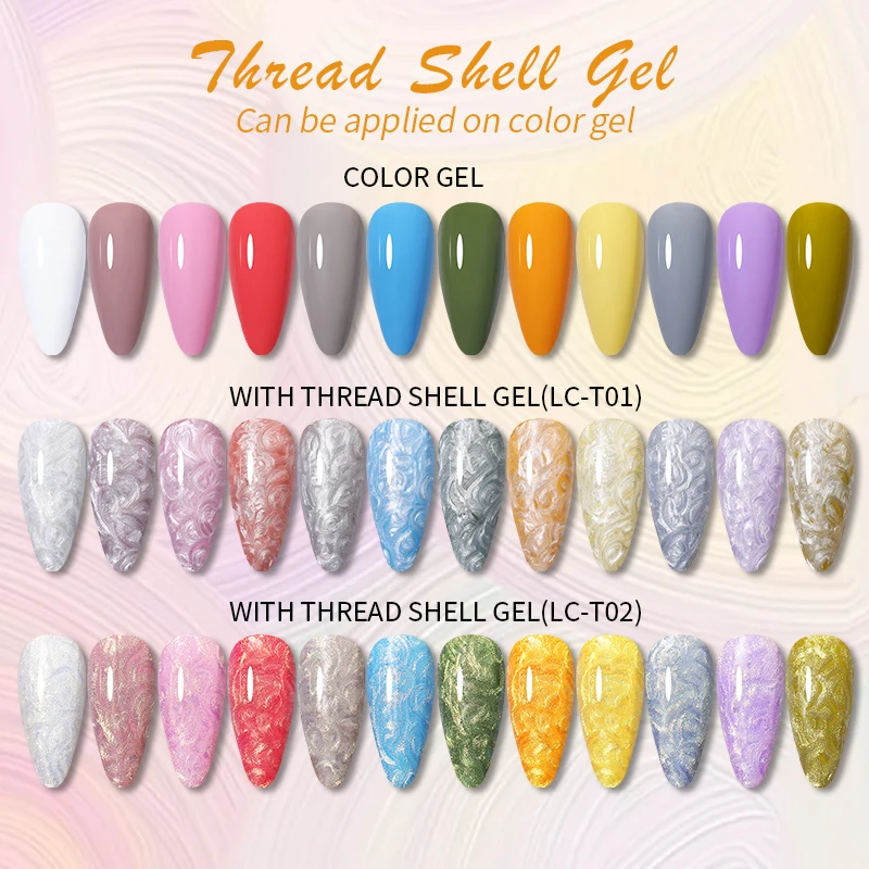 LILYCUTE 7ML Thread Shell Gel Nail Polish Shiny Glitter Apply On Color Gel Semi Permanent Manicure For Soak Off UV LED Gel