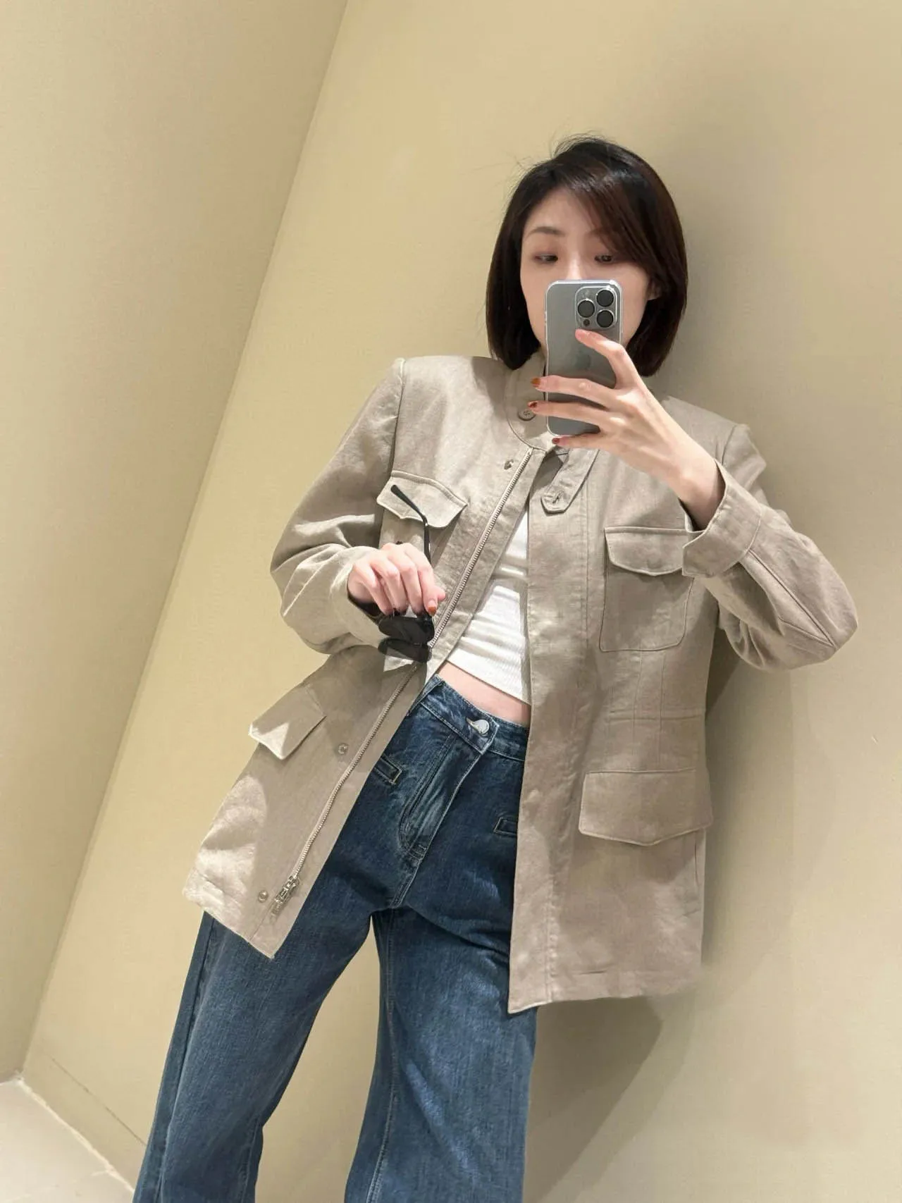 

Casual spring summer high quality pure linen jacket