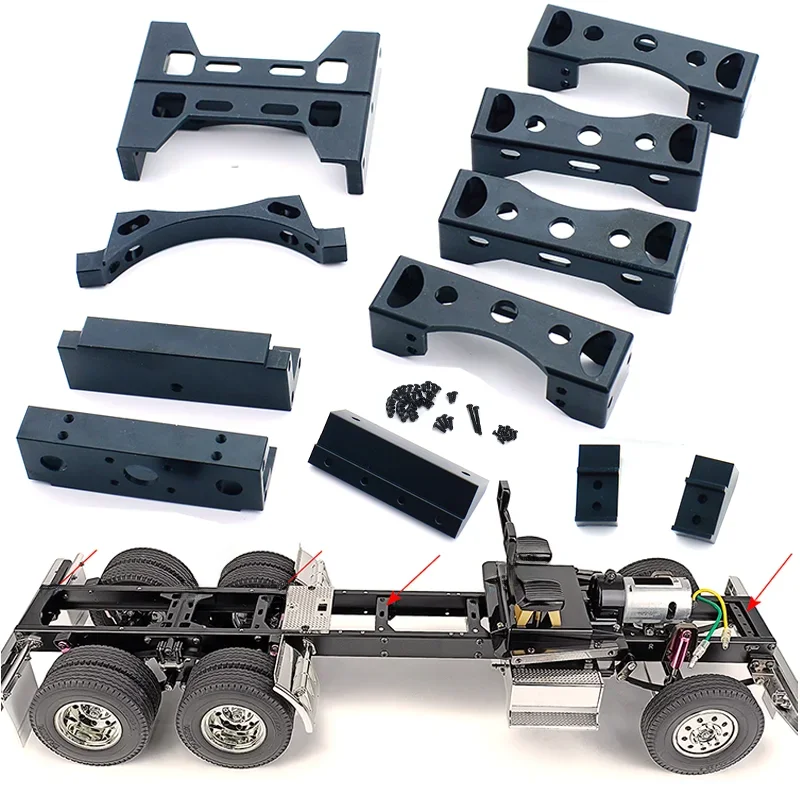 Metalen Frame Balk Voor/Midden/Achter Upgrade Balk Frame Set Voor 1/14 Tamiya Rc Tractor Truck Koning Transporteur 56301 56344 Auto - afbeelding 2