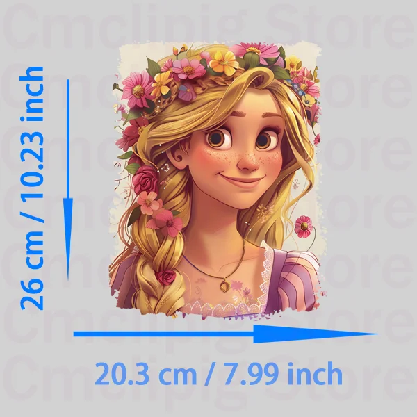 New Flowers Princess Rapunzel Iron on patches DIY Sewing for Girls stripes appliques vinyl stickers