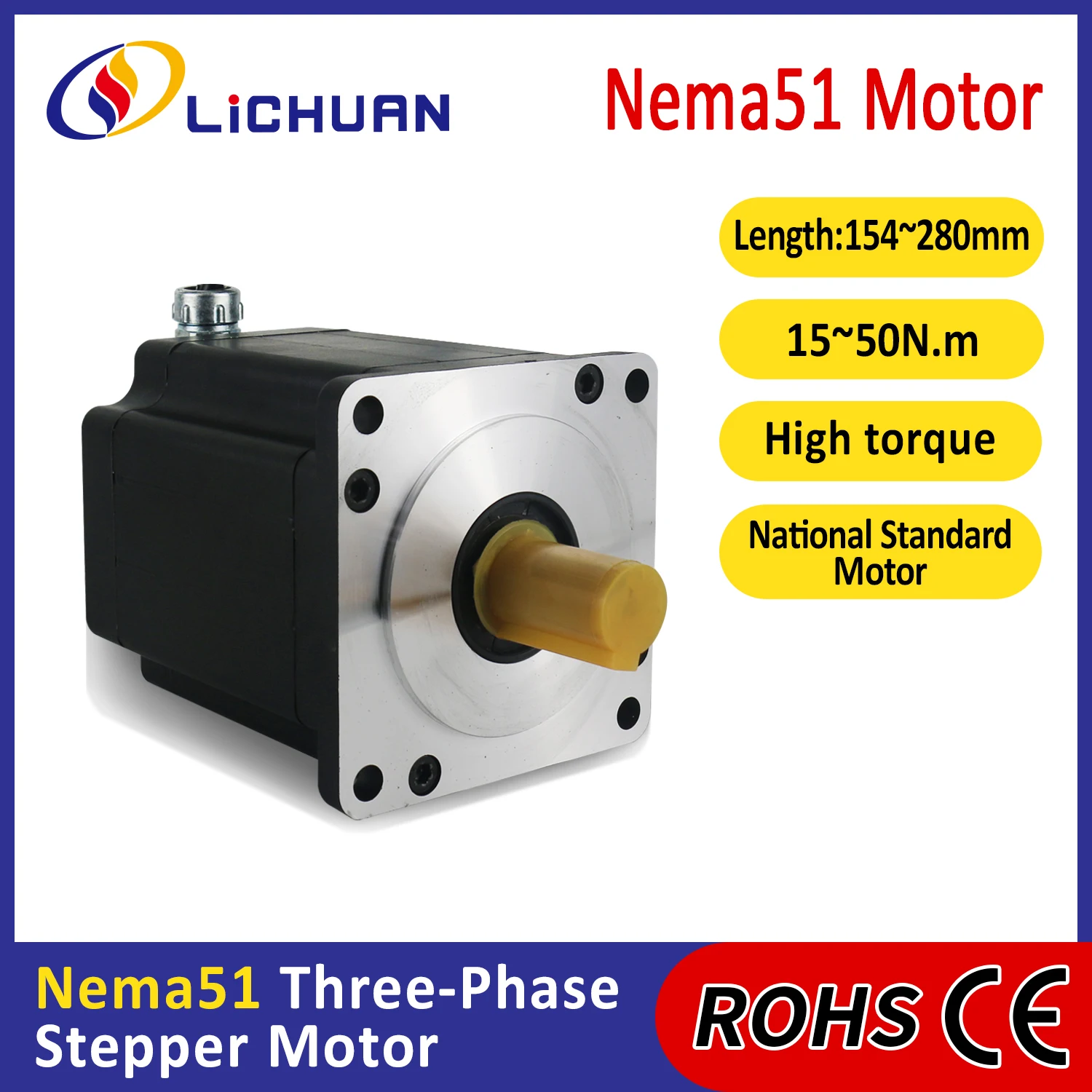 

Lichuan DC24V 6.9A DC Stepper Open Loop Motor 15/20/28/35/50N.m 3 Phase Nema51 DC Open Loop Stepper Motors for Automated Machine