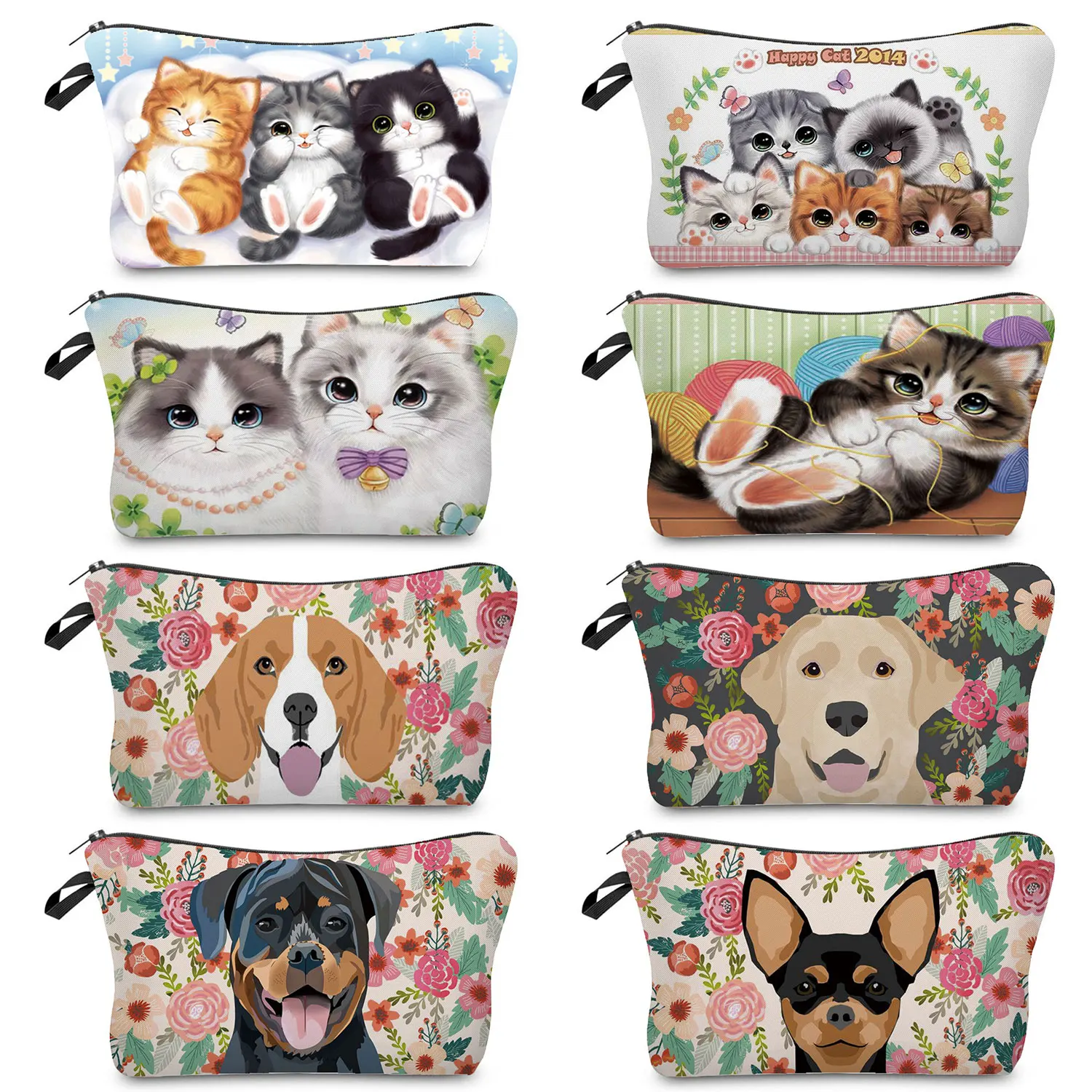 

Cute Pet Cat Dog Print Women Cosmetic Bag Heat Transfer Animal Makeup Bags Casual Travel Organizer Toiletry Bag Customizable Bag