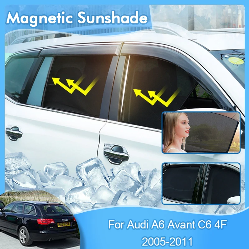 Magnetic Sunshade For Audi A6 Avant 2005 2006 2007 2008 2009 2010 2011 UV Protection Windshield Sun Shade Curtain Car Accessorie