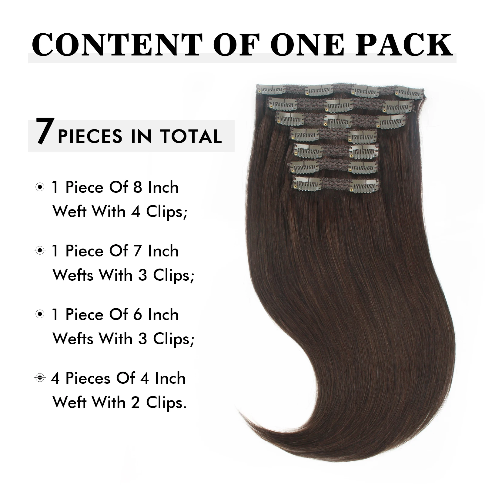 Sixstarhair人毛エクステ クリップイン 7ピース 120gと140g/パック 16インチ18インチ20インチ22インチ レミーバージン クリップインヘアエクステ 女性用