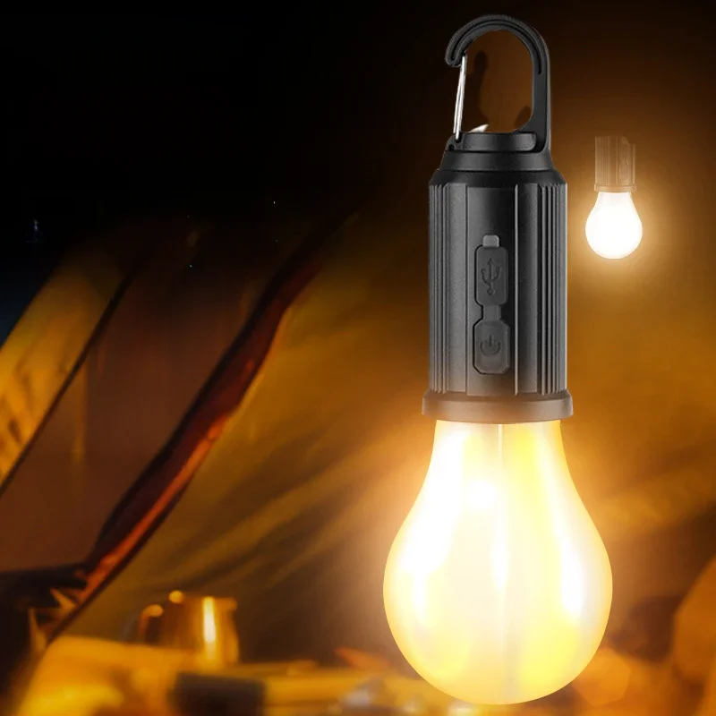 Lampe de Camping LED type-c, Rechargeable par USB, étanche, 400mAh, 100LM, pour tente, avec crochet, 3 Modes d'éclairage extérieur