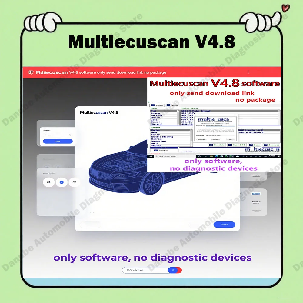 

Multiecuscan V4.8 Model Car Scanner for Europe Compatible Vehicles with Software 4. 8 ELM327 Adapt And Unlimited Registration