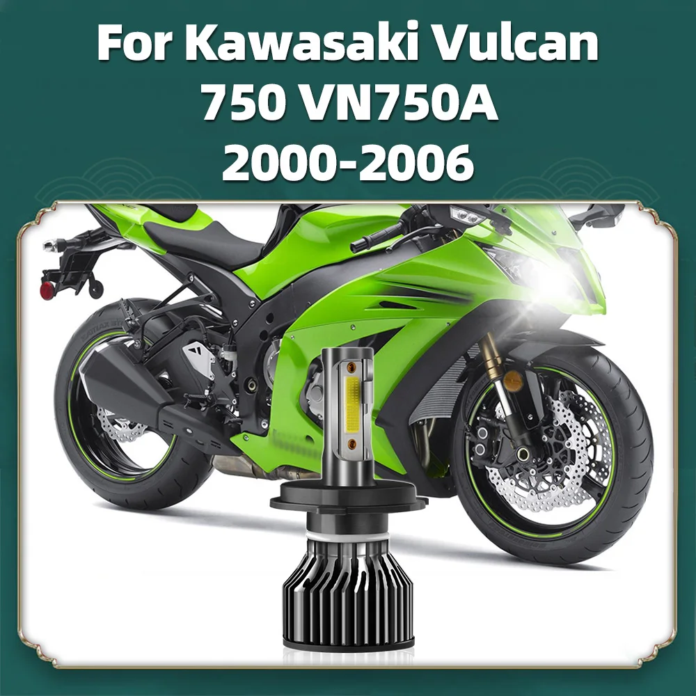

1x LED H4 Bulb Motorcycle For Kawasaki Vulcan 750 VN750A 2000 2001 2002 2003 2004 2005 2006 Headlight 6000K 10000LM Super Bright