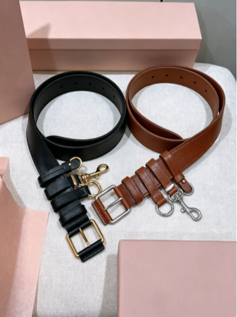 New High-end And Fashionable Oil-wax Cowhide Multi-round Hole Adjustable Belt