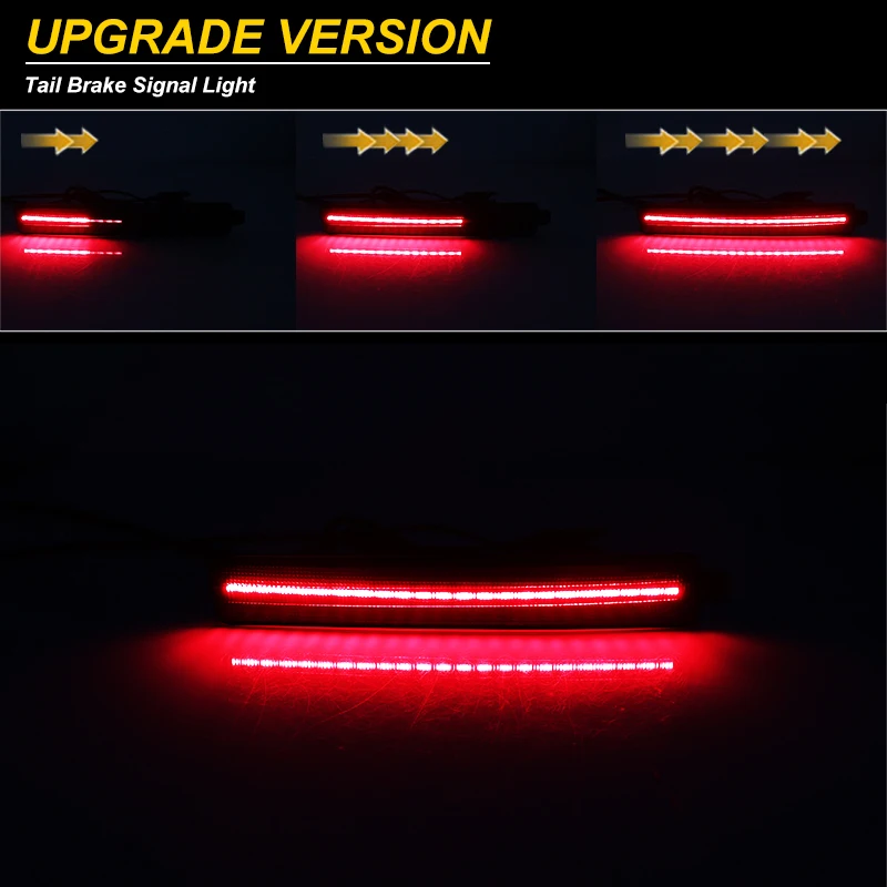 iJDM Bumper Reflector Lights For 07-12 GMC Acadia For 10-16 Cadillac SRX Function as Tail,Brake&Rear Fog Lamps, Amber Turn Light