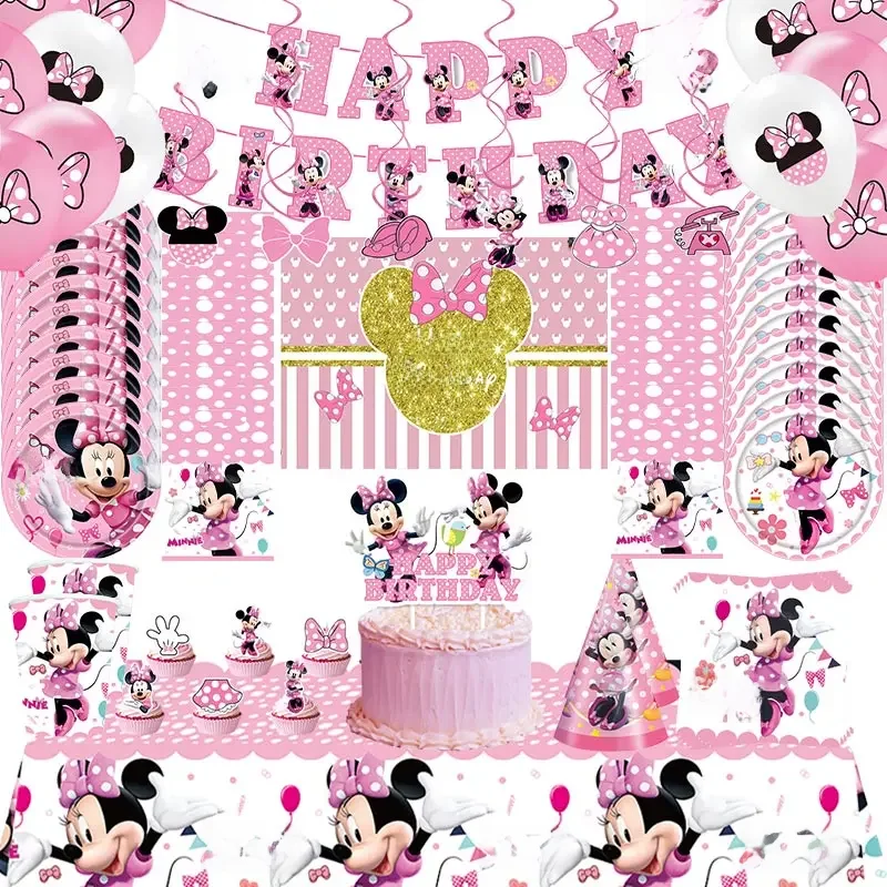 Disney Minnie Maus Party Dekoration Mädchen rosa Minnie Thema Geburtstag Geschirr Papp teller Tassen