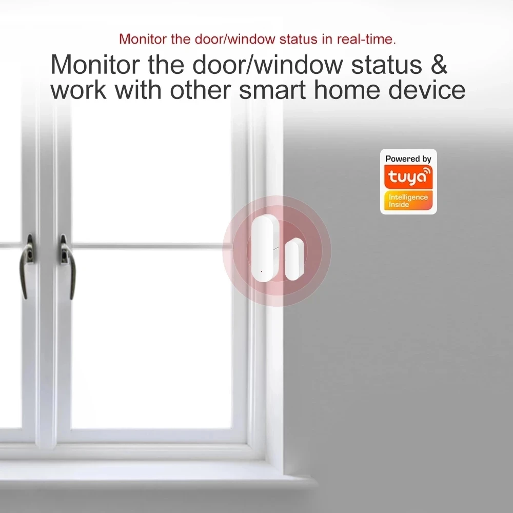 Tuya WiFi Door Sensor Smart Home Alarm Door Open Detectors Security Protection App Remote Control Work with Google Assistant