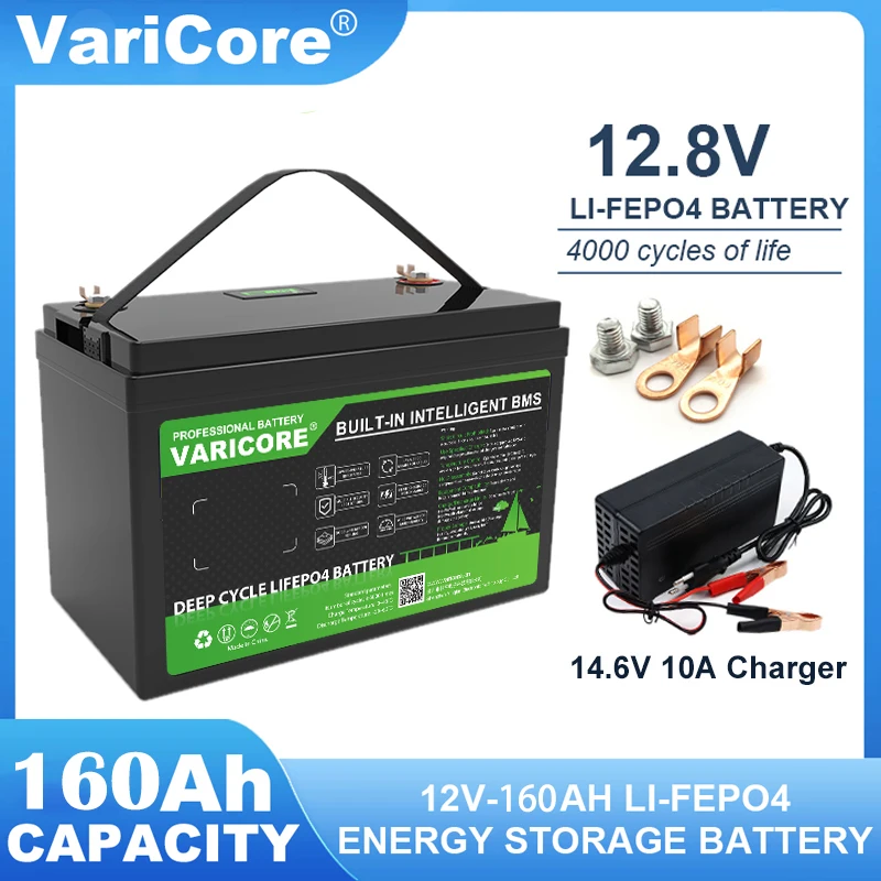 Varicore 12V 100Ah 120Ah 160Ah Lifepo4 batterij powerbank voor thuisopslag, kamperen, motorfietsen, campers en fotovoltaïsche zonne-energiesystemen