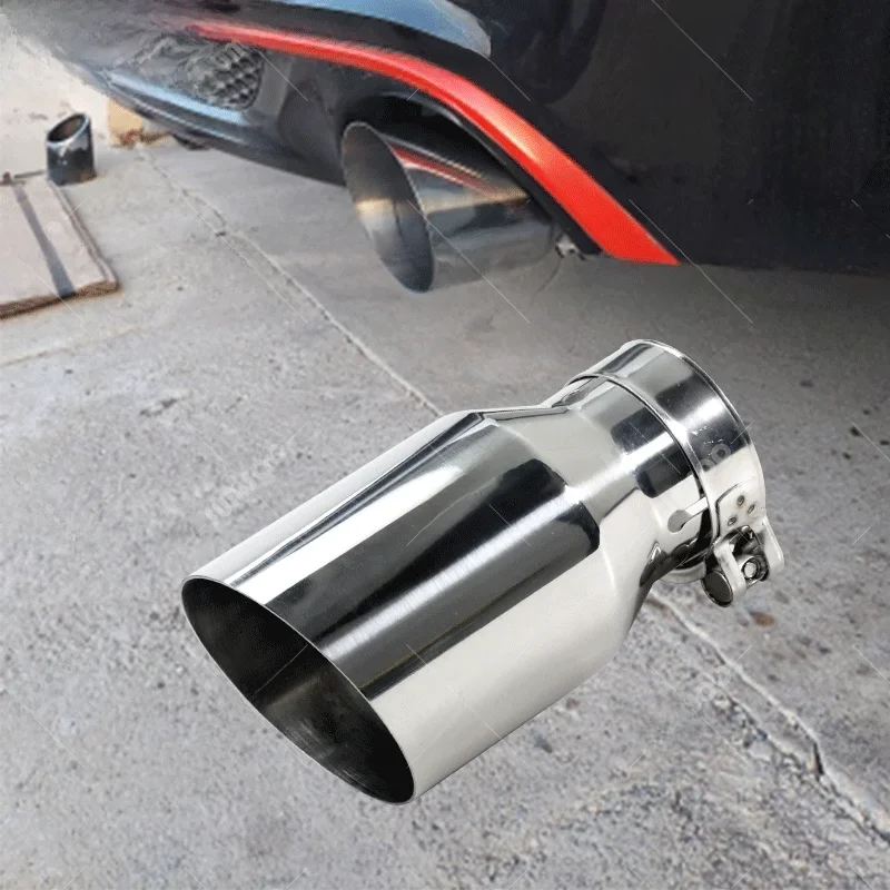 1 Stuks Uitlaat Uitlaat Uitlaat Uitlaat Pijp Rvs Universele Auto Uitlaatpijp Uitlaatdemper Auto Accessorie Modificatie - afbeelding 2