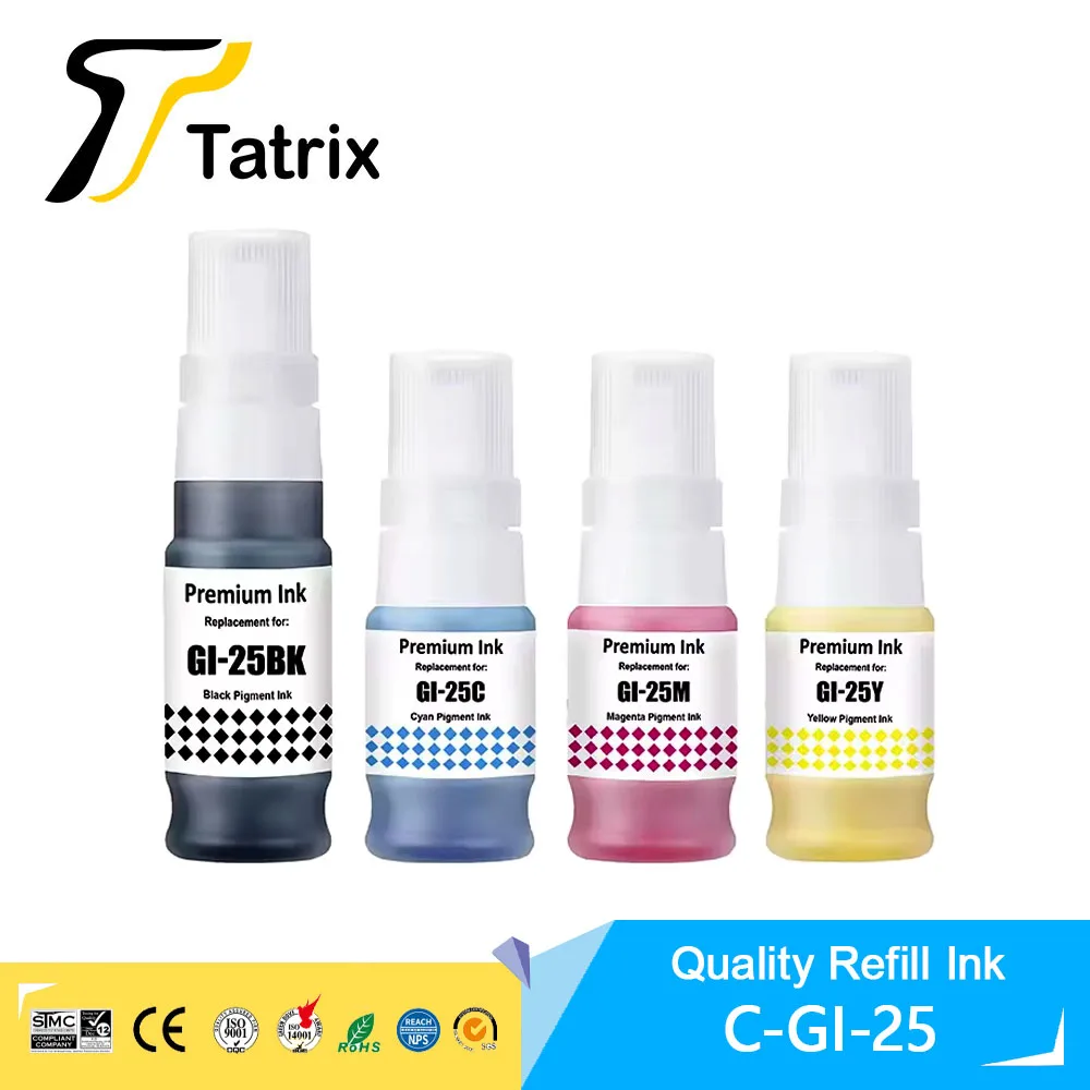 Tatrix GI 25 GI25 GI-25 Premium Ink Compatible Color Water Based Bottle Refill Ink for Canon MAXIFY GX1020 GX2020 Printer