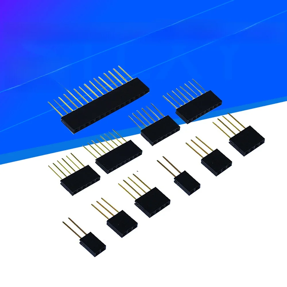 10-100 sztuk 1X2/3/4/6/8/10/15 Pin 2,54 MM Możliwość układania w stosy Długie nogi Femal Header dla Arduino Shield Stlxy — zdjęcie 2
