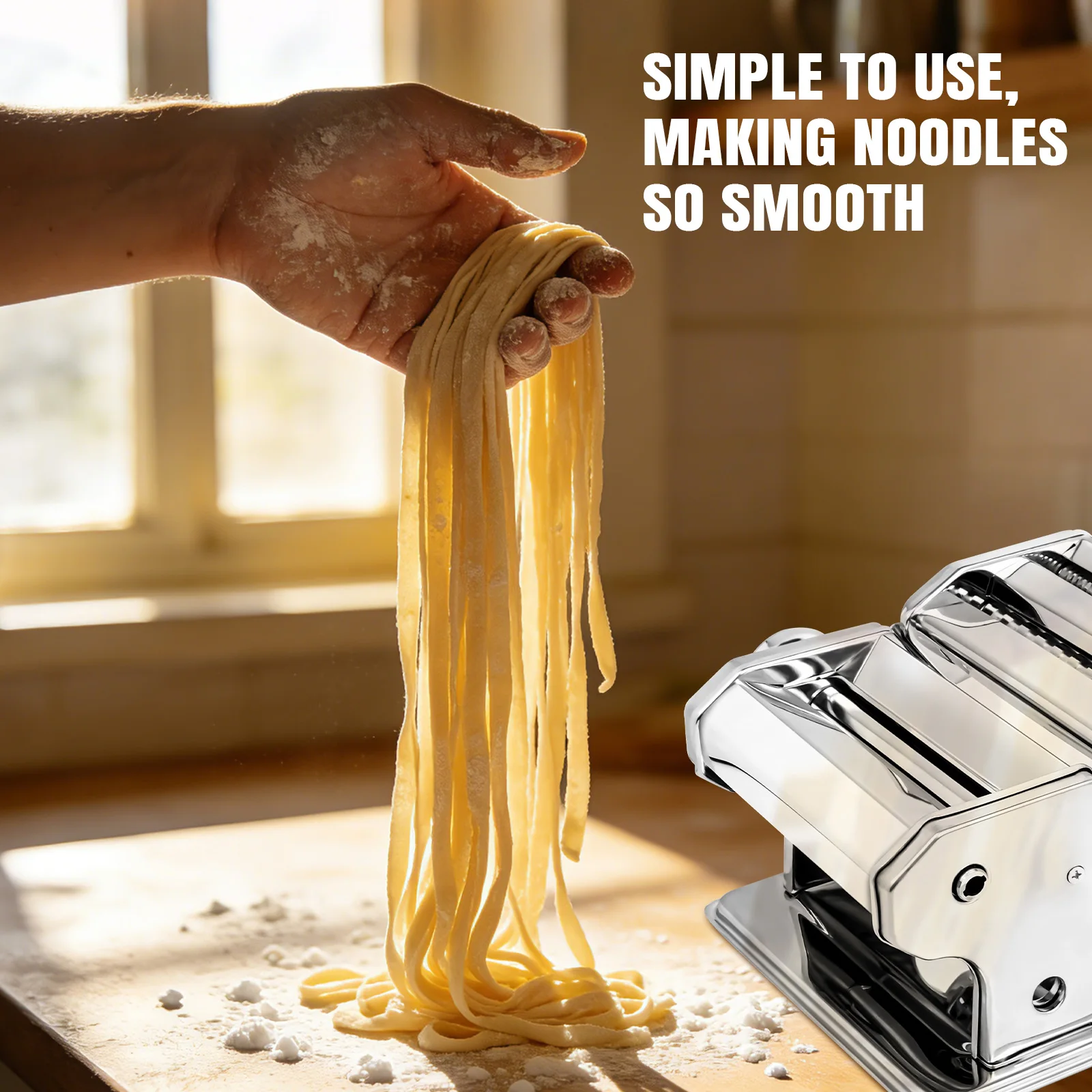 Manual pasta maker machine dimensions and specification diagram