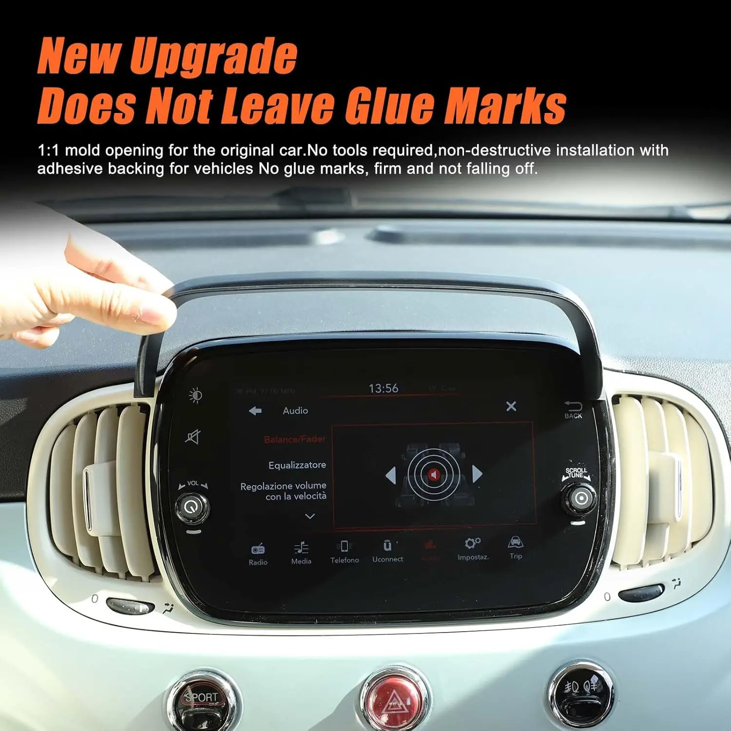 

ABS Car GPS Navigation Screen Display Anti Glare Cover For Fiat 500 2016-2025 Navigation Sunvisor Trim Protection Accessories