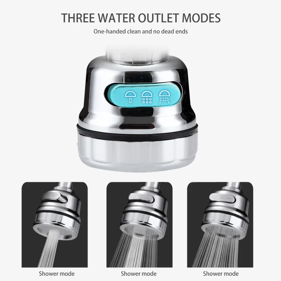 Kitchen Gadgets 3 Modes 360 Rotatable Bubbler High Pressure Faucet Extender Water Saving Bathroom Kitchen Accessories Supplies