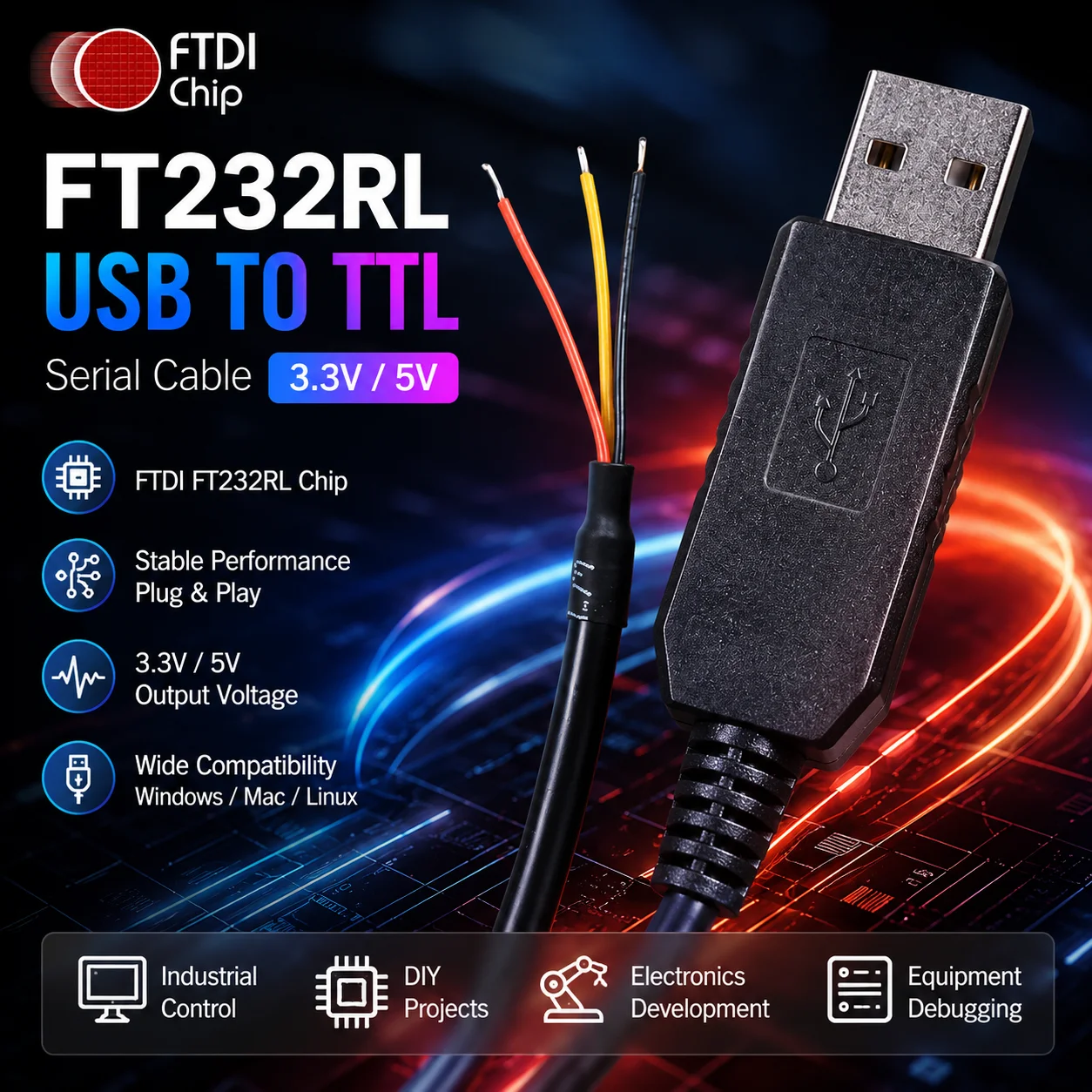 cabo-serial-usb-para-uart-ttl-ftdi-ft232rl-33v-5v-com-ponta-aberta-gnd-txd-rxd-compativel-com-ttl-232r-3v3-we-5v-we