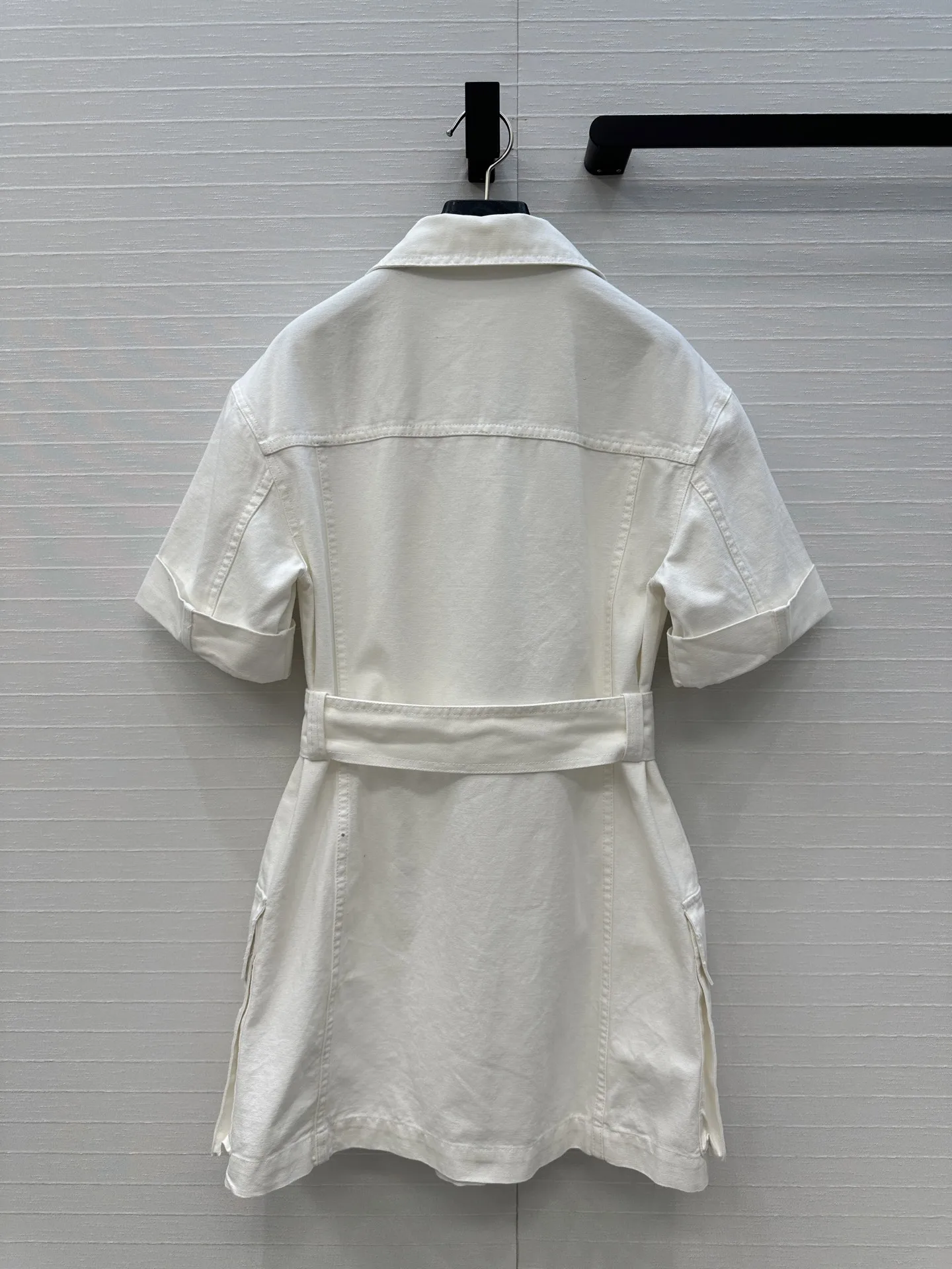 

2025 New Dress Waistband Drawstring Solid Cotton Short-sleeved Fashionable Versatile Slimming Figure-hugging
