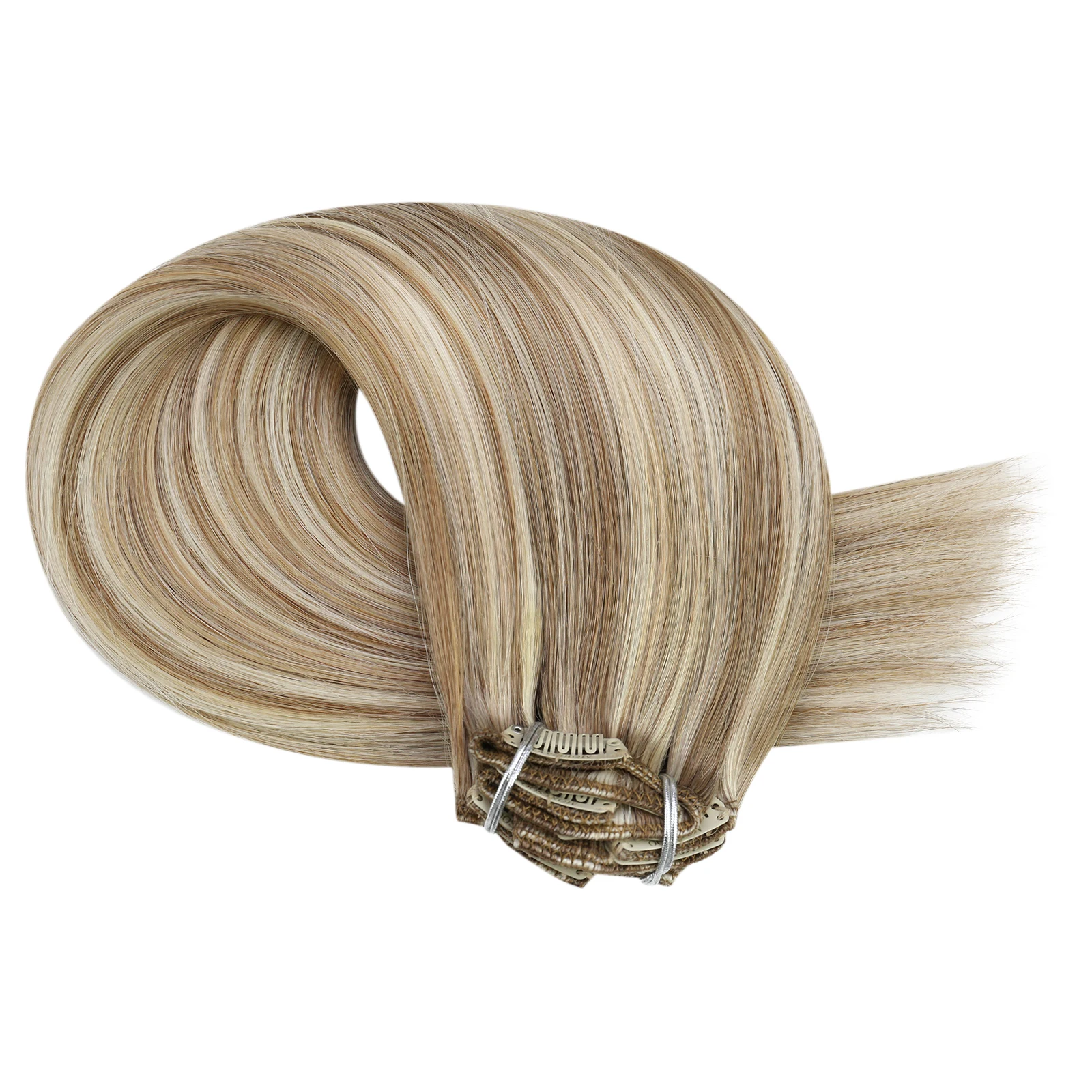Moresoo Clip in Human Hair Extensions 10-24 inch Machine Remy Menselijk Haar Braziliaanse Doule Inslag Onzichtbare Set Recht 5/7 Stuks 100G