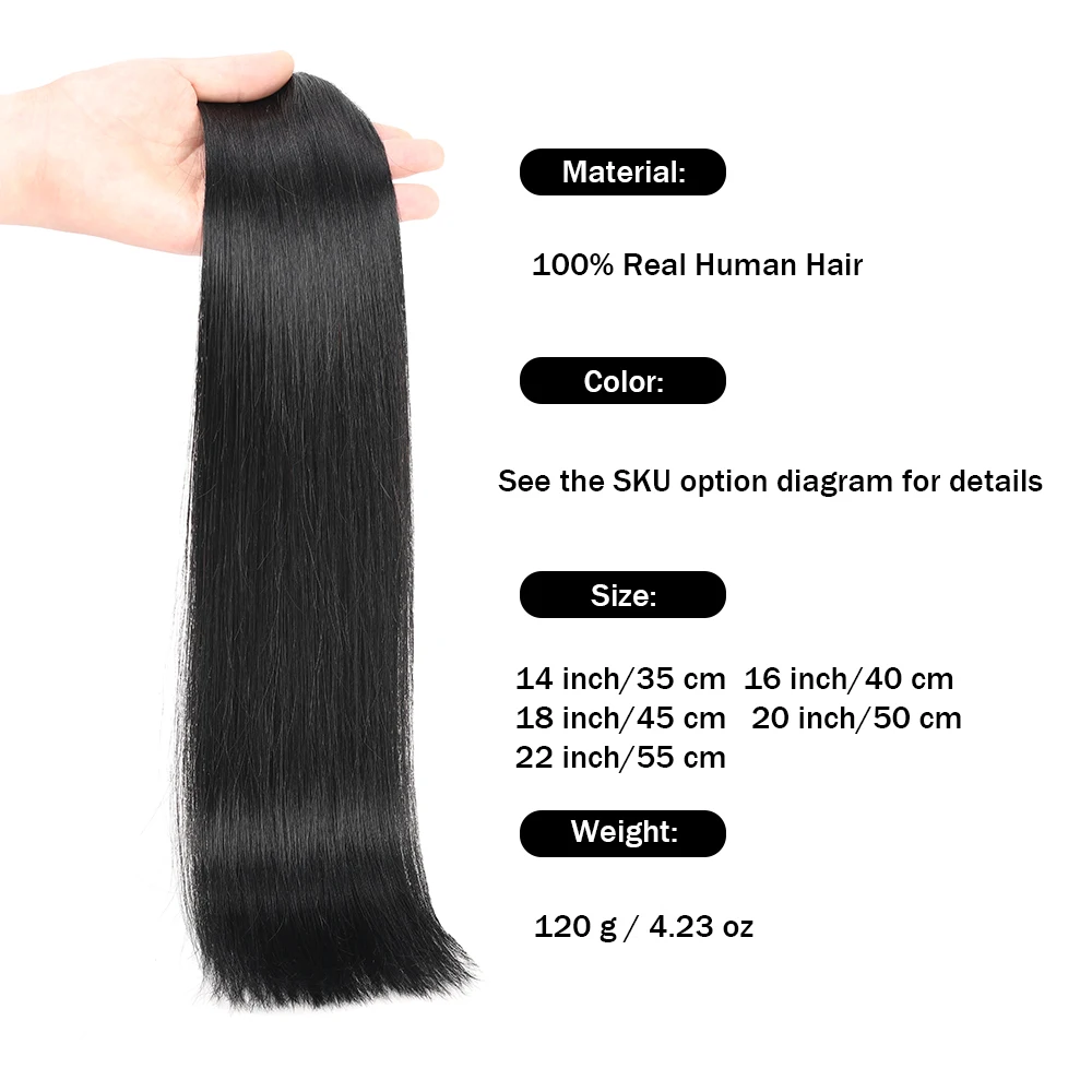 120G 8Pcs/Sets Clip In Hair Extensions Human Hair 14 to 22 Inch Brazilian Remy Straight Clip Ins Human Hair Extensions For Women