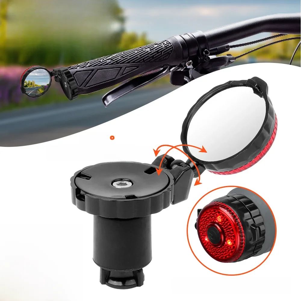 AliExpress Bicycle Rearview Mirror Adjustable Rotate Cycling Handlebar Led Warning Light Rear View Mirrors for