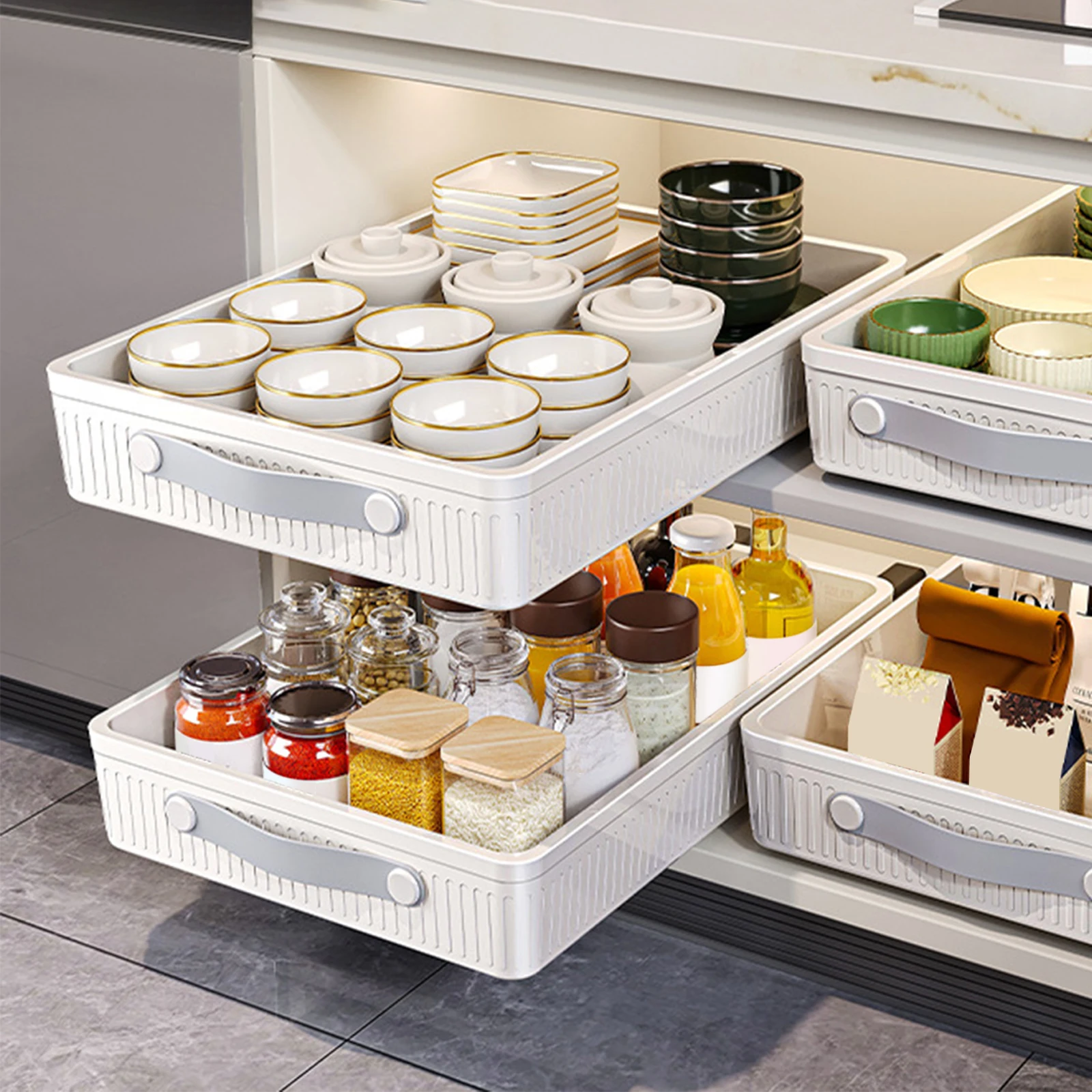 

Выдвижной органайзер для шкафа, выдвижной ящик-органайзер для ванной комнаты, домашняя кладовая, кухонная полка-органайзер, полка для хранения