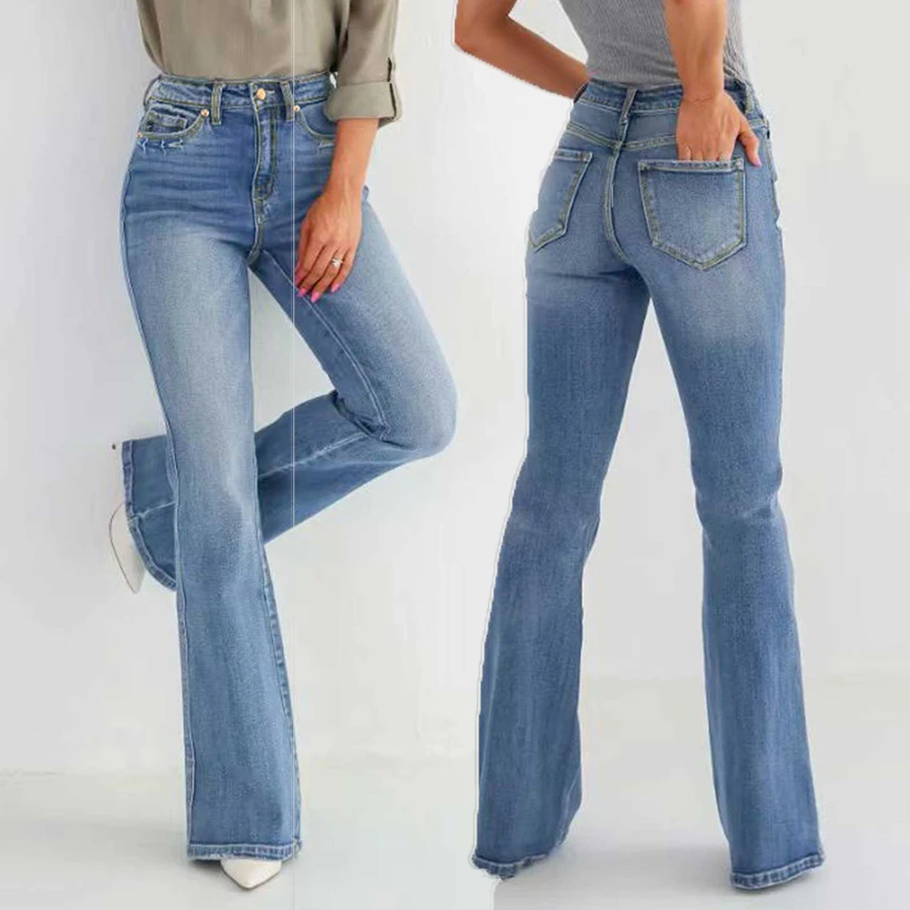 Damskie jeansy Suki o średnim stanie, krój curvy, slim bootcut