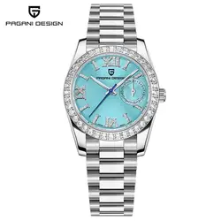 PAGANI DESIGN Women's Quartz Watch PD1776 Sapphire Stainless Steel Fashion Diamond Set Dial Watch For Women Gift