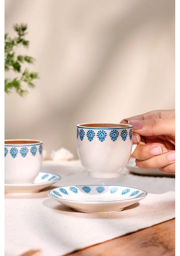 

4 pcs Modern Style Blue Mug Espresso Coffee Cup Set with Saucer Cup Kettle Pot Drinkware Kitchen Accessories Vintage Home Gift