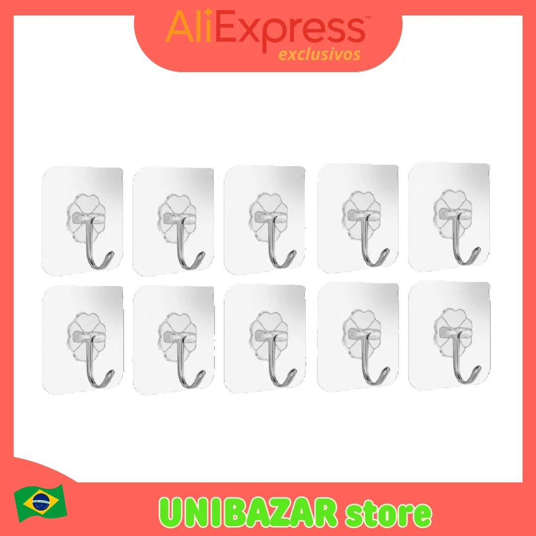 12 Kit Wall Self-adhesive Transparent Hitchings Rack Heavy Duty Bathroom Kitchen Organizer Tile