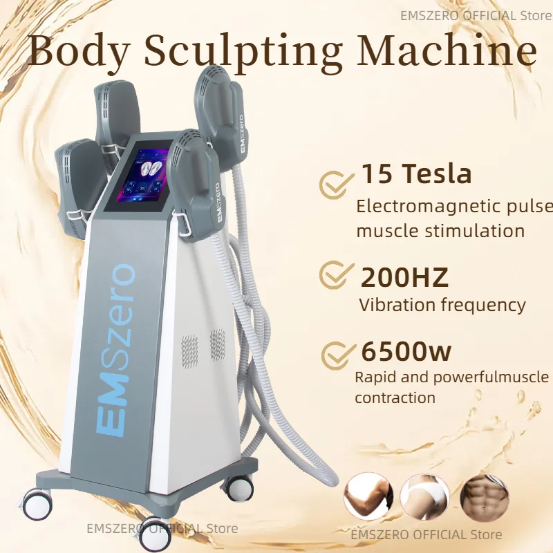 

EMSzero EMS Body Slimming Sculpting in Sculpt Machine 6500W Weight Lose Electromagnetic Muscle Fat Removal with 4 Handle