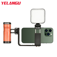 YELANGU Universal Smartphone Video Rig Stabilizer with Wooden Handle Cold Shoe for iPhone Android Filmmaking Vlog