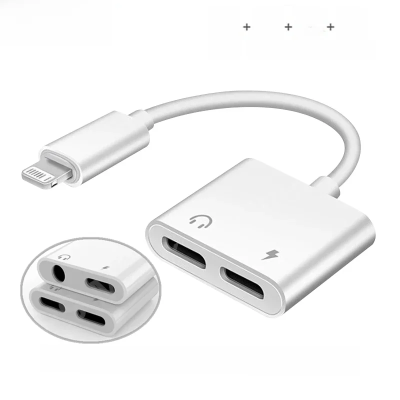 Olaf 2 w 1 Adapter audio OTG Podwójne oświetlenie 3,5 mm do IOS Adaptery słuchawkowe do iphone 13 14 12 11 Pro Mini XR 8 Rozdzielacz audio — zdjęcie 2