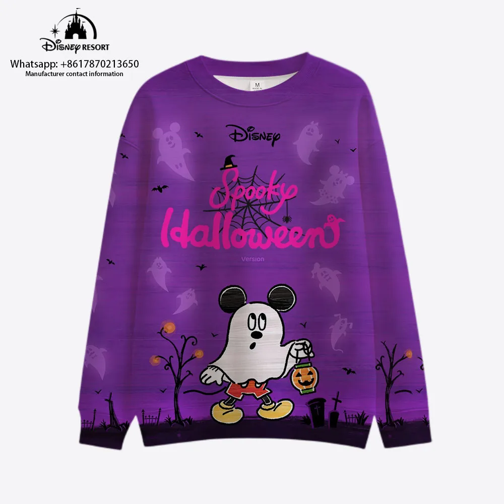 2023 Nieuwe Horror Halloween Disney Merk Mickey En Minnie Anime Print Herfst Harajuku Ronde Hals Casual Trui Met Lange Mouwen