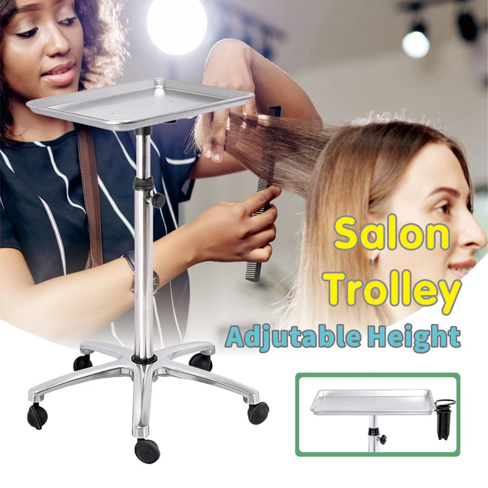 Rolling Salon Tray Cart Organizer Multipurpose Practical Portable Salon Tray Cart on Wheels for Barber Shops Salons Hairdresser