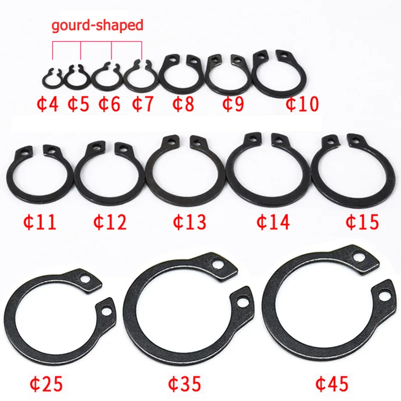 5-50 Stuks M4 M5 M6 M7 M8-M70 Zwart C-Type Externe Circlip Borgringen Voor As Koolstofstaal Circlip Snap Ringen Din471 Gb894