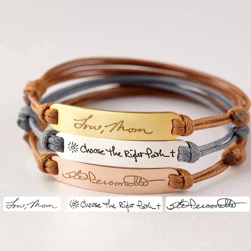 Handwriting Bracelet Leather For Women Signature Bracelet Handwritten Gift Memorial Gifts For Daughter Bracelet Remembrance