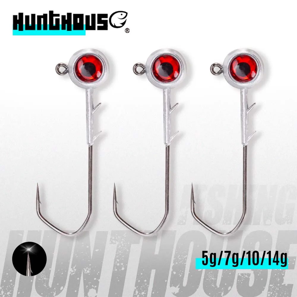 Hunthouse Ajing hameçons de pêche avec yeux rouges 5g 7g 10g 14g en alliage de Zinc tête de gabarit Rockfish leurre appât 2021 accessoires de pêche lw333