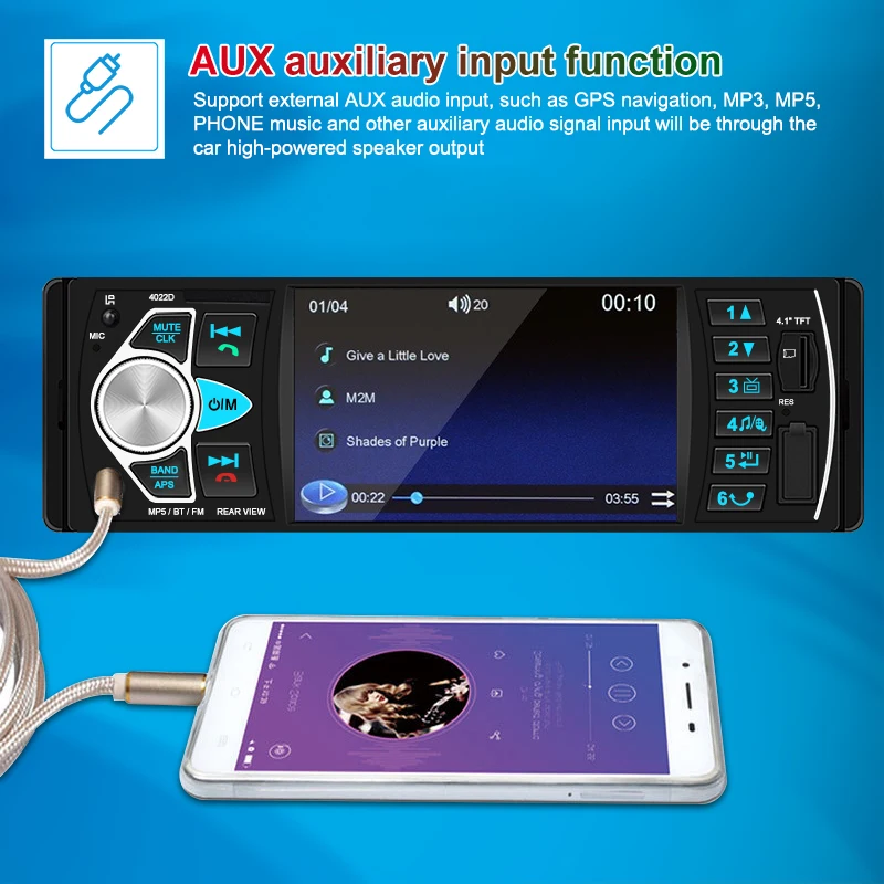 Ahoudy Universal 1 Din 4 Inch Car Radio Multimedia MP5 Player Touch Screen with Knob USB Bluetooth FM Mirror Link Autoradio