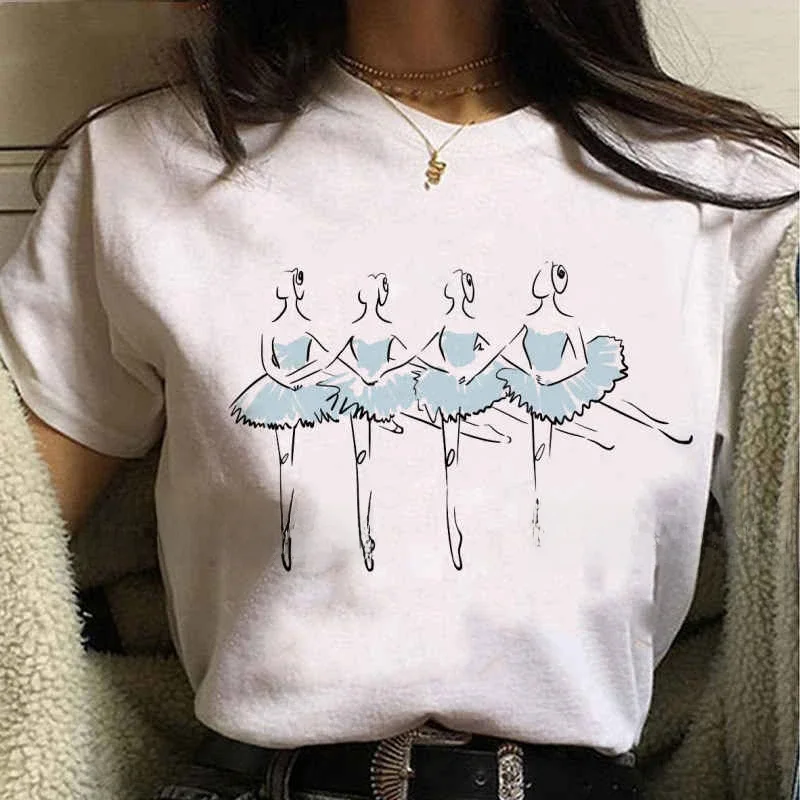 2023 Ballet Dancer Printed T Shirt Women T Shirt 90s Cartoon Graphic Tops Ladies T-shirt Casual Woman Shirt Clothes Fashion Tee — zdjęcie 2