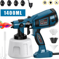 1400ML Electric Spray Gun 800W High Power HVLP Paint Sprayer Auto Furniture Steel Coating Airbrush for Home DIY With 4 Nozzles
