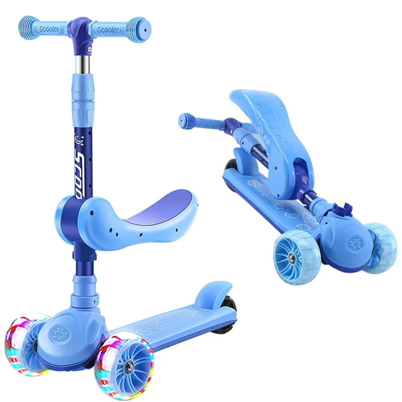 Luxury Children Scooter Can Sit Perambulator ovens Heights Adjustable 3-Wheel folk Micro Scooter Boy Girl Ages 2-6 Years Old