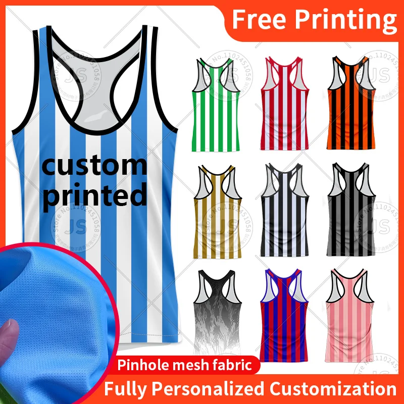 Custom Sports Men's Fitness Vest Breathable Track Field Marathon Running Basketball Jersey, Sleeveless Unisex Women's Top