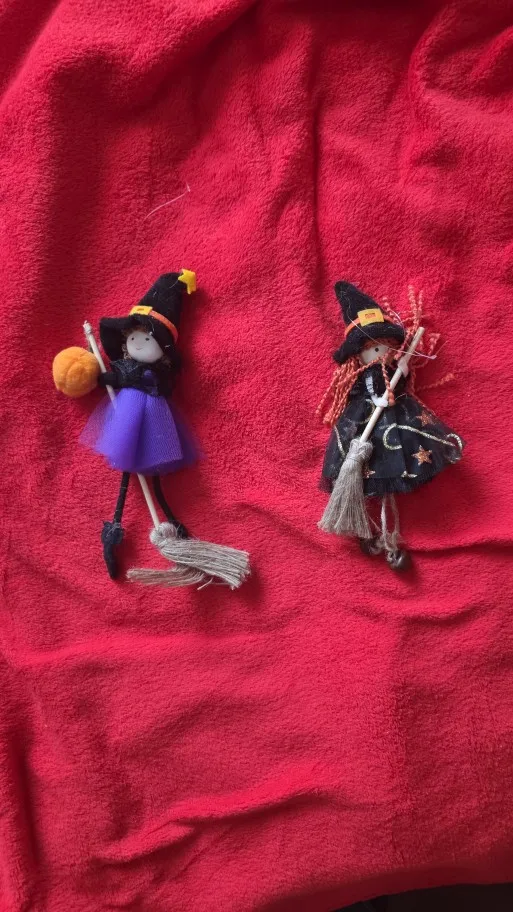 Halloween broom girl angel pendant Pumpkin girl doll decoration scene costume photo review
