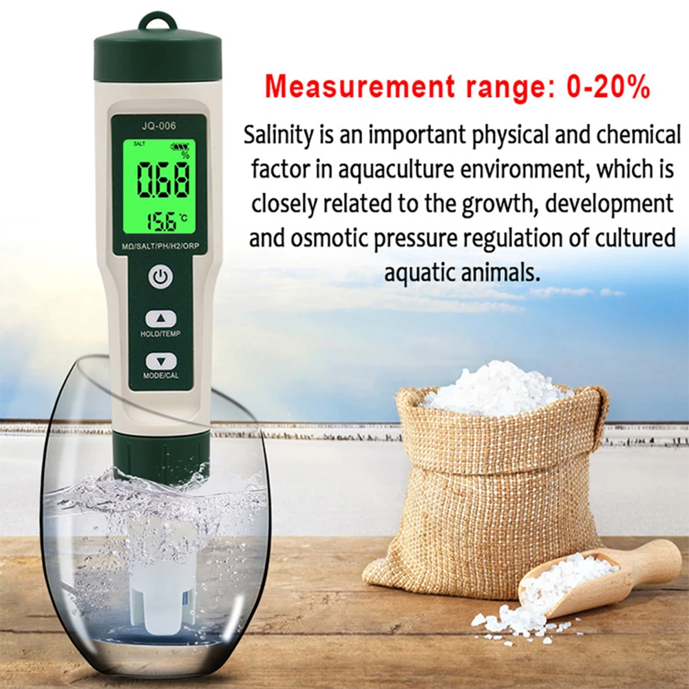 10 in 1 Water Quality Tester PH/TDS/SALT/SG/ORP/EC/Hydrogen/Resistivity/TEMP/Nutrient Multifunction Testing Pen Pool Aquarium