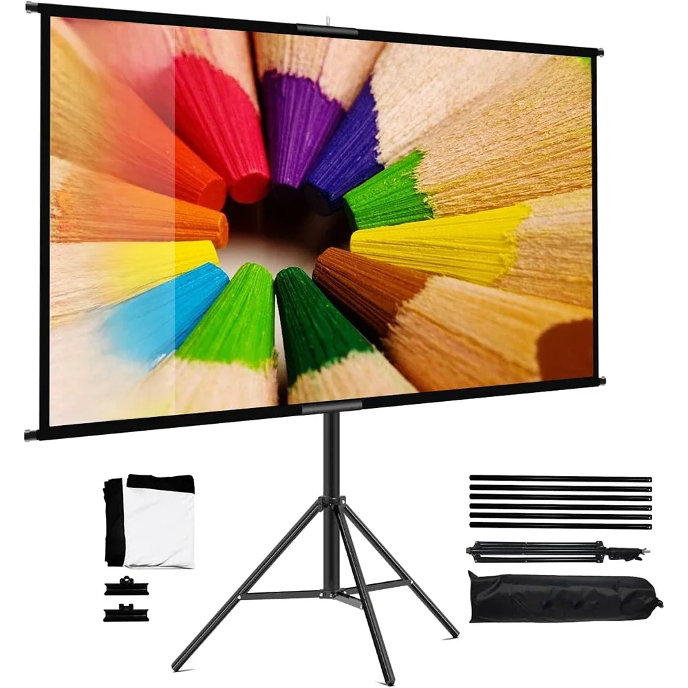 VEIDADZ projectorscherm met standaard opvouwbaar wit kreukvrij 60-120 inch 16:9 scherm met tas voor thuisbioscoop binnen buiten - afbeelding 2